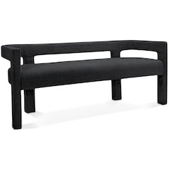 Athena Black Boucle Fabric Bench