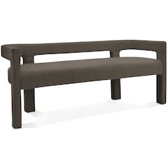 Athena Brown Boucle Fabric Bench