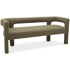 Athena Olive Green Boucle Fabric Bench