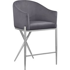 Xavier Grey Velvet Counter Stool