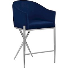 Xavier Navy Velvet Counter Stool