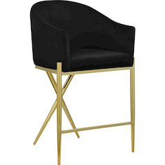 Xavier Black Velvet Counter Stool