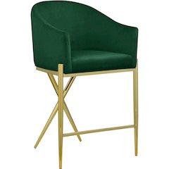 Xavier Green Velvet Counter Stool