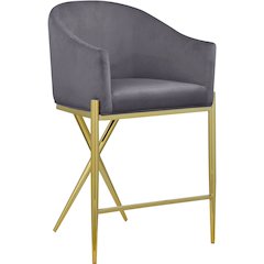 Xavier Grey Velvet Counter Stool