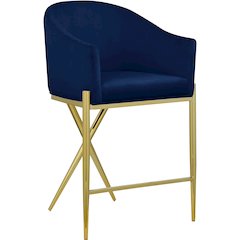 Xavier Navy Velvet Counter Stool