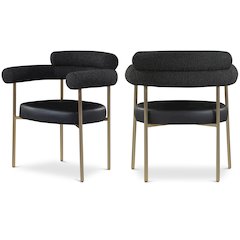 Blake Black Vegan Leather / Boucle Fabric Dining Chair, Set of 2