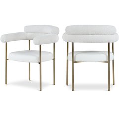 Blake Cream Vegan Leather / Boucle Fabric Dining Chair, Set of 2