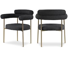 Blake Black Boucle Fabric Dining Chair, Set of 2