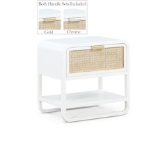 Sage White Wood Veneer Night Stand