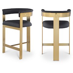 Romeo Black Vegan Leather Counter Stool, Set of 2