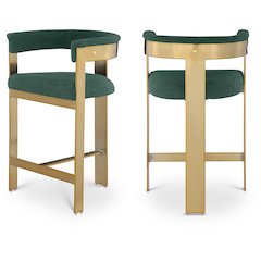 Romeo Green Boucle Fabric Counter Stool, Set of 2