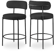 Beacon Black Boucle Fabric Stool, Set of 2
