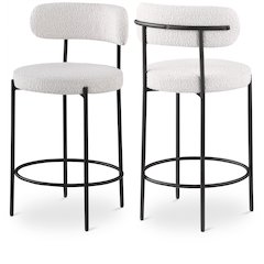 Beacon Cream Boucle Fabric Stool, Set of 2