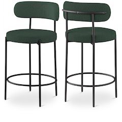 Beacon Green Boucle Fabric Stool, Set of 2