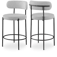 Beacon Grey Boucle Fabric Stool, Set of 2