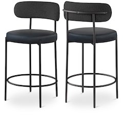 Beacon Black Vegan Leather Seat Stool, Set of 2