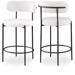 Beacon Cream Vegan Leather Seat Stool, Set of 2