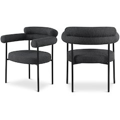 Blake Black Boucle Fabric Dining Chair, Set of 2