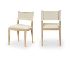 Avon Cream Linen Textured Fabric Dining Side Chair, Set of 2