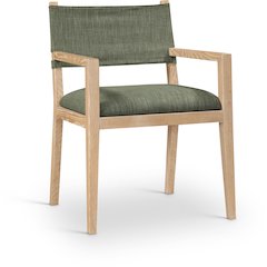 Avon Olive Linen Textured Fabric Dining Arm Chair