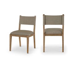 Avon Brown Linen Textured Fabric Dining Side Chair, Set of 2