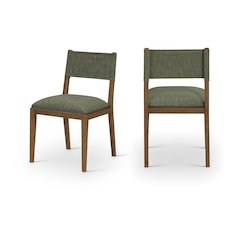Avon Olive Linen Textured Fabric Dining Side Chair, Set of 2