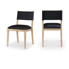 Avon Black Vegan Leather Dining Side Chair, Set of 2