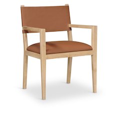 Avon Cognac Vegan Leather Dining Arm Chair