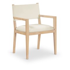 Avon Cream Vegan Leather Dining Arm Chair