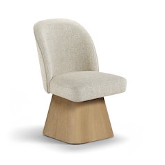 Marlowe Beige Linen Textured Fabric Upholstered Swivel Dining Side Chair