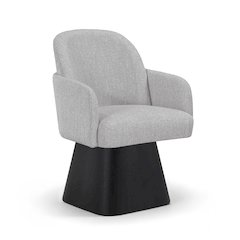Marlowe Grey Linen Textured Fabric Upholstered Swivel Dining Arm Chair