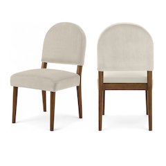Varinelle Cream Velvet Upholstered Dining Chair, Set of 2