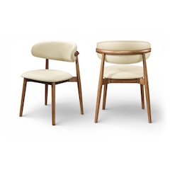 Leesa Cream Vegan Leather Upholstered Dining Chair, Set of 2