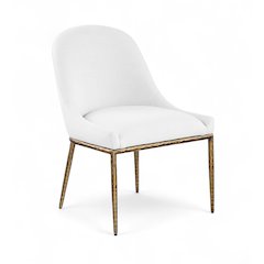 Ferro White Linen Textured Performance Fabric Upholstered Dining Side Chair