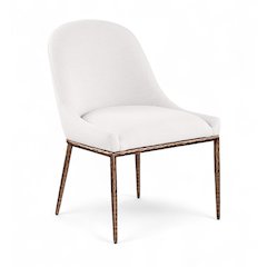Ferro Cream Linen Textured Performance Fabric Upholstered Dining Side Chair