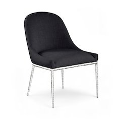 Ferro Black Linen Textured Performance Fabric Upholstered Dining Side Chair