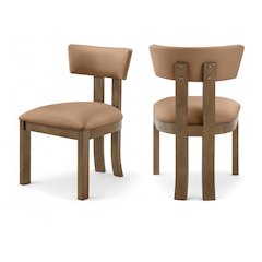 Lavrin Cognac Vegan Leather Upholstered Dining Side Chair, Set of 2