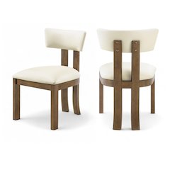 Lavrin Cream Vegan Leather Upholstered Dining Side Chair, Set of 2