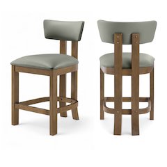 Lavrin Olive Vegan Leather Upholstered Counter Stool, Set of 2