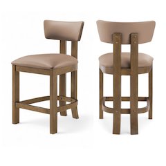 Lavrin Tan Vegan Leather Upholstered Counter Stool, Set of 2