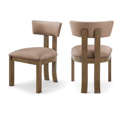 Lavrin Tan Vegan Leather Upholstered Dining Side Chair, Set of 2
