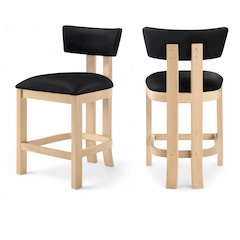 Lavrin Black Vegan Leather Upholstered Counter Stool, Set of 2