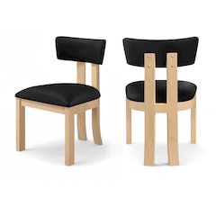 Lavrin Black Vegan Leather Upholstered Dining Side Chair, Set of 2