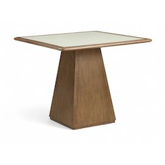 Atrium 36" Brown Glass And Cane Top With Solid Wood Base Dining / Game Table