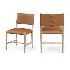 Andie Cognac Vegan Leather Upholstered Dining Chair, Set of 2