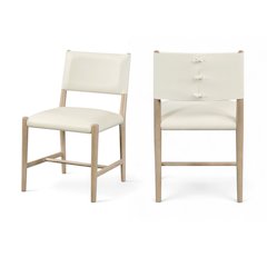 Andie Cream Vegan Leather Upholstered Dining Chair, Set of 2