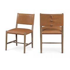 Andie Cognac Vegan Leather Upholstered Dining Chair, Set of 2