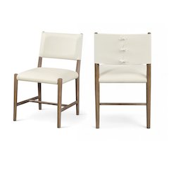 Andie Cream Vegan Leather Upholstered Dining Chair, Set of 2