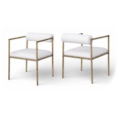 Axis Cream Linen Textured Fabric Upholstered Dining Chair, Set of 2