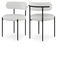 Beacon Cream Vegan Leather and Boucle Fabric Dining Chair, Set of 2